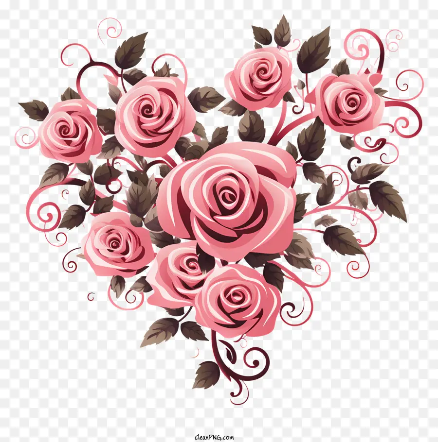 Roses De Forme De Coeur，Tourbillon De Rose Rose PNG