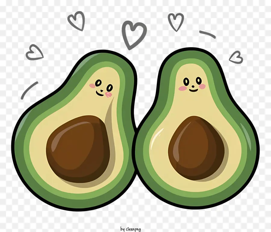 Avocats Mignons，Cartoon Avocados PNG