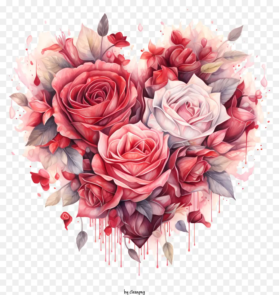 Roses Heartshaped，Fleurs Romantiques PNG