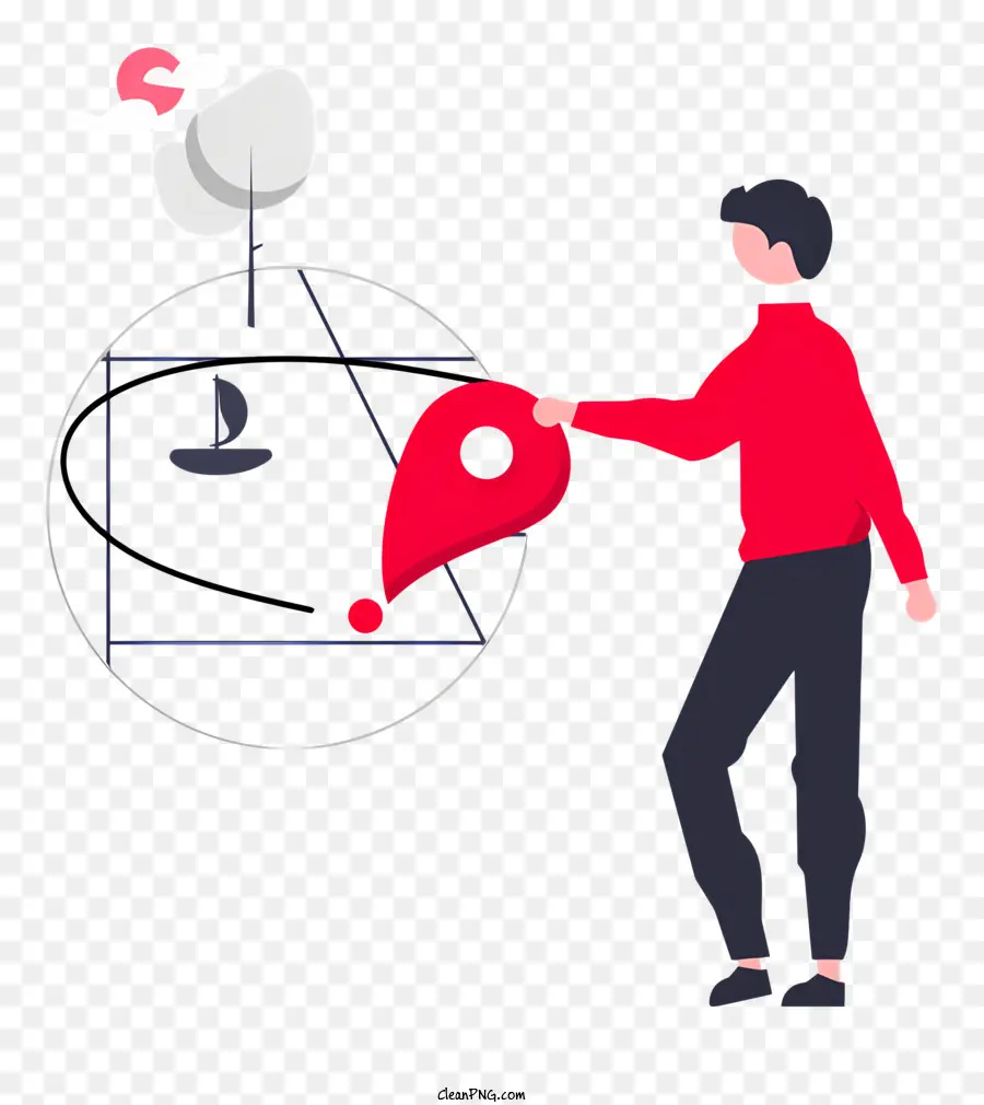 Objet Circulaire De Rotation，Ballon Rouge Avec Carte PNG