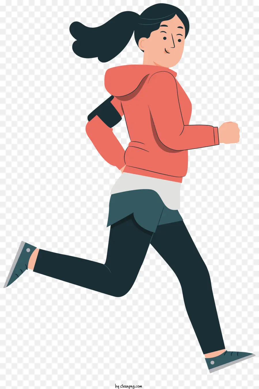 Femme Running，Rouge à Capuche PNG