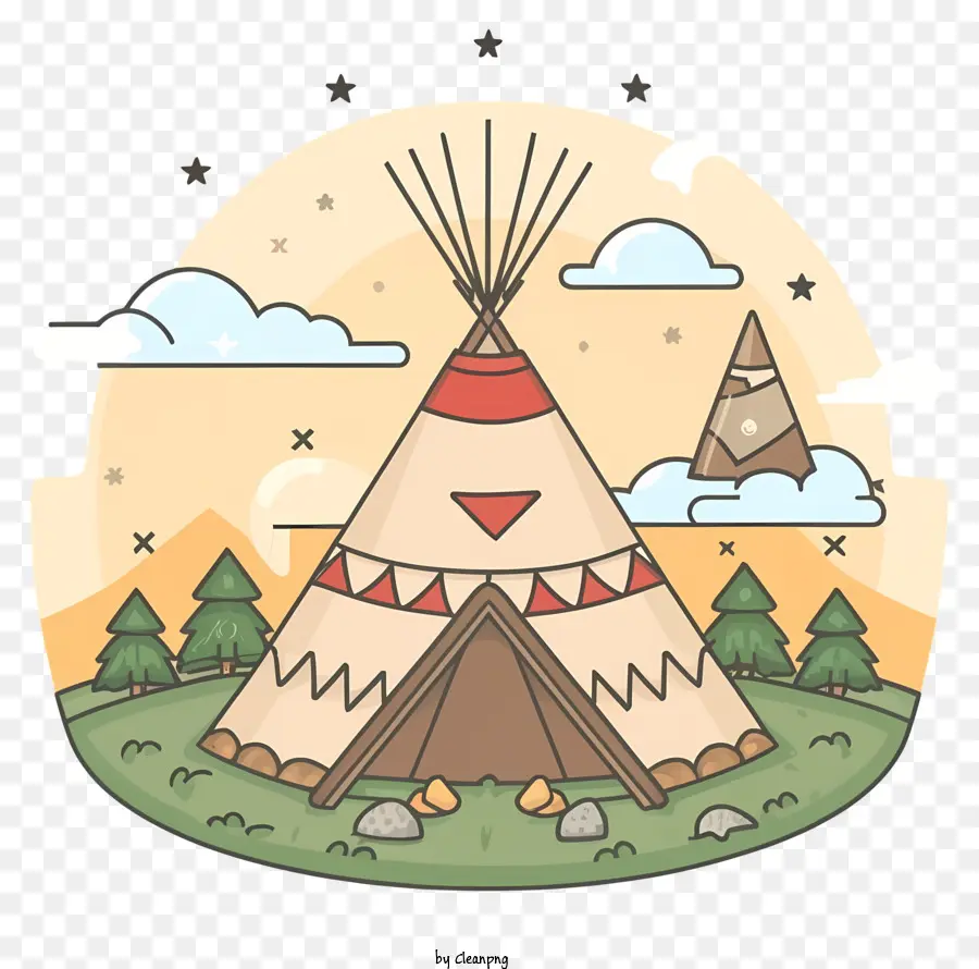 Tente Tipi，Cadre Naturel PNG