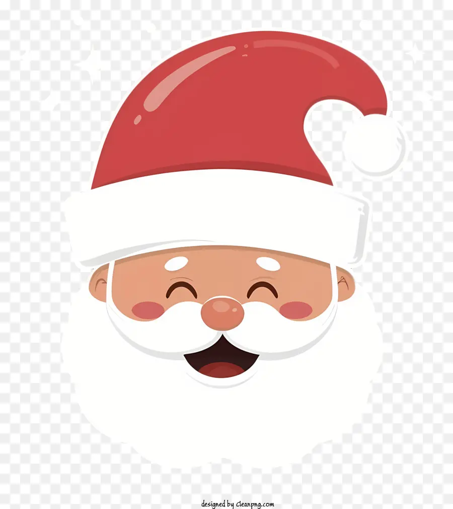 Souriant Père Noël，Chapeau Rayé Rouge Et Blanc PNG