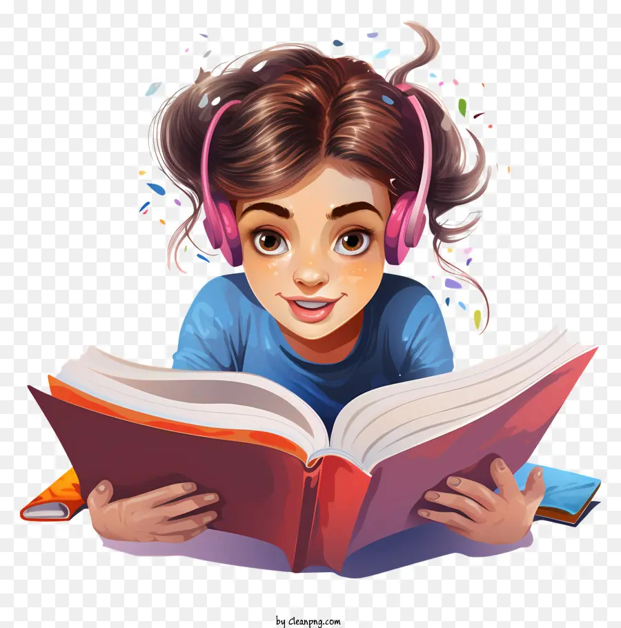 Fille Lisant Un Livre，Fille Lisant PNG