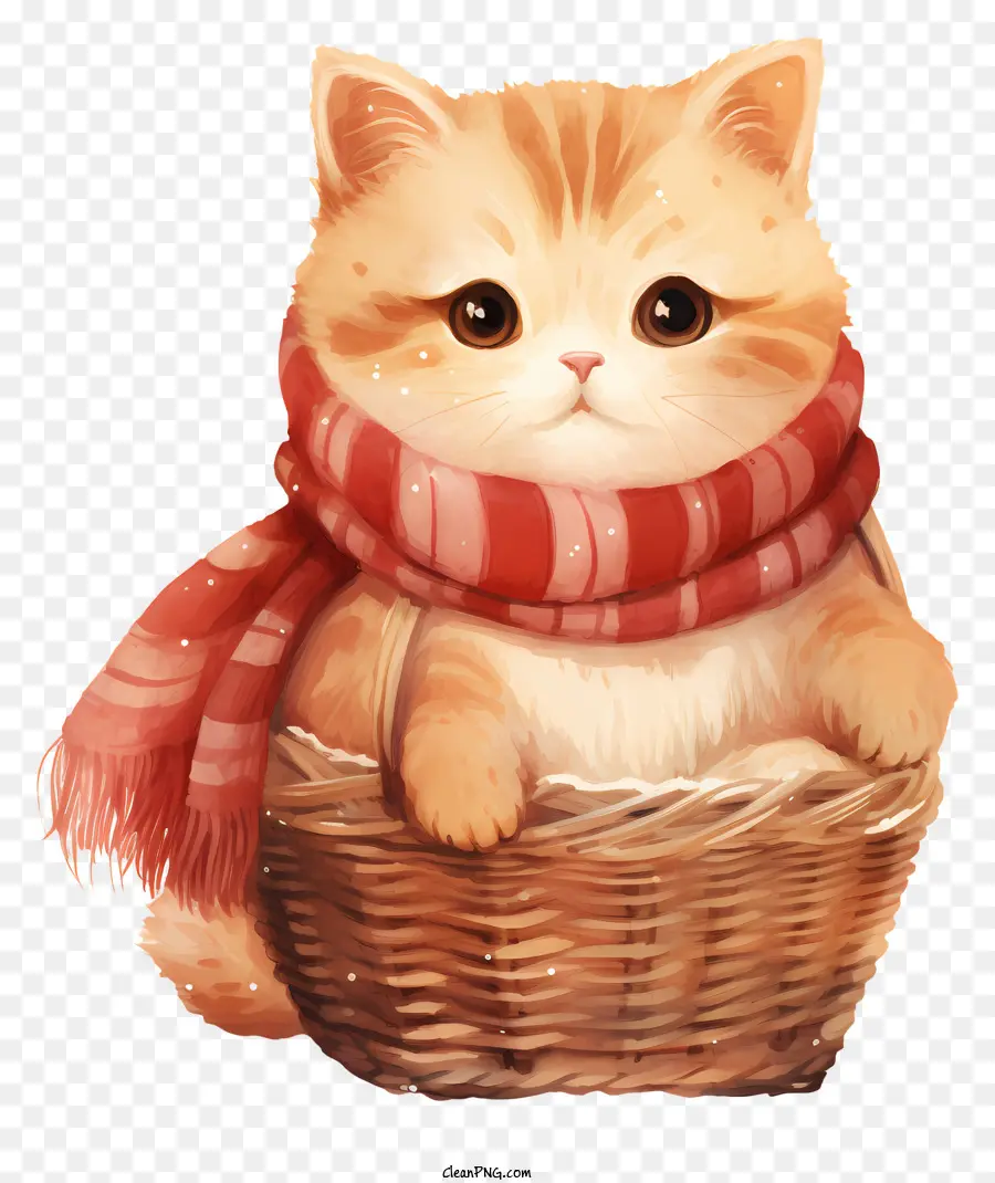 Chaton Mignon，Panier En Osier PNG