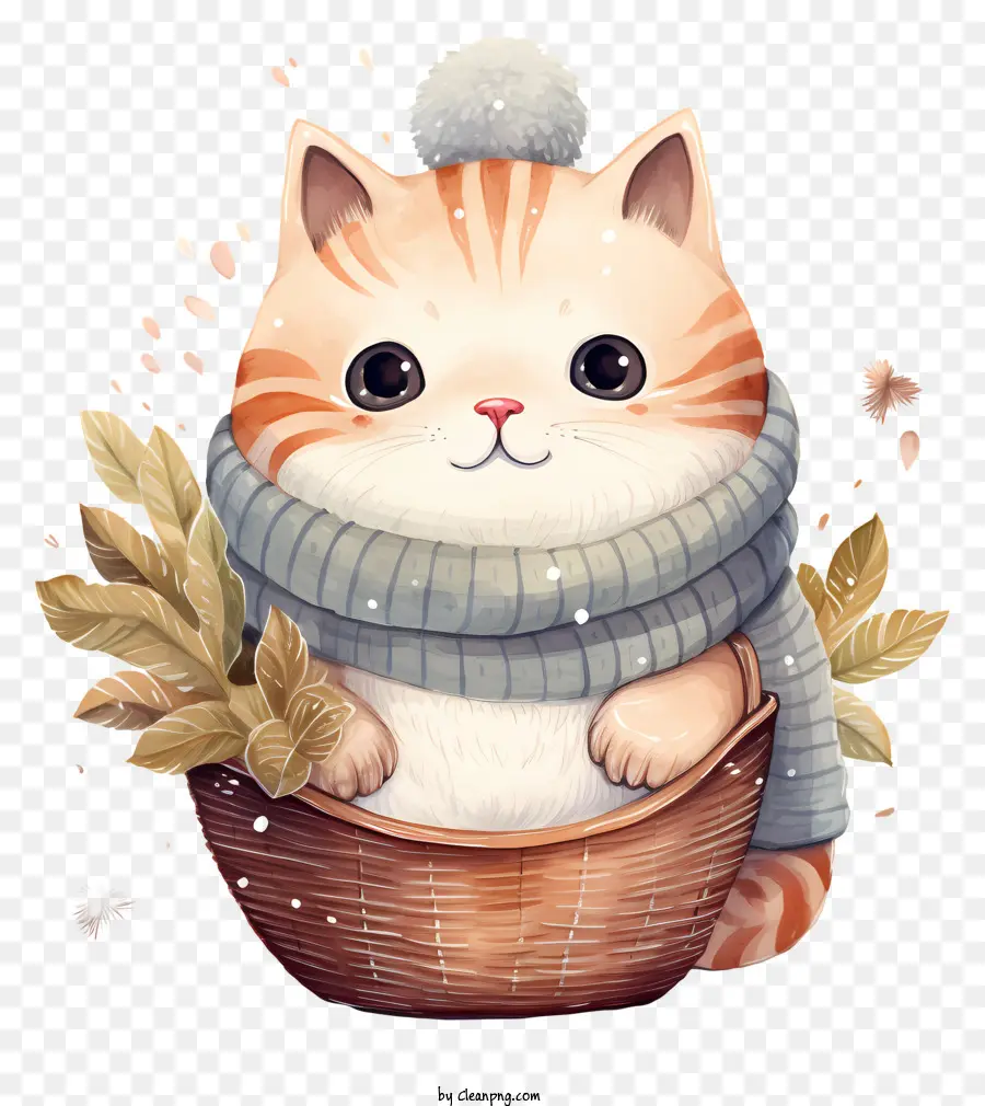 Chat Mignon，Panier En Osier PNG