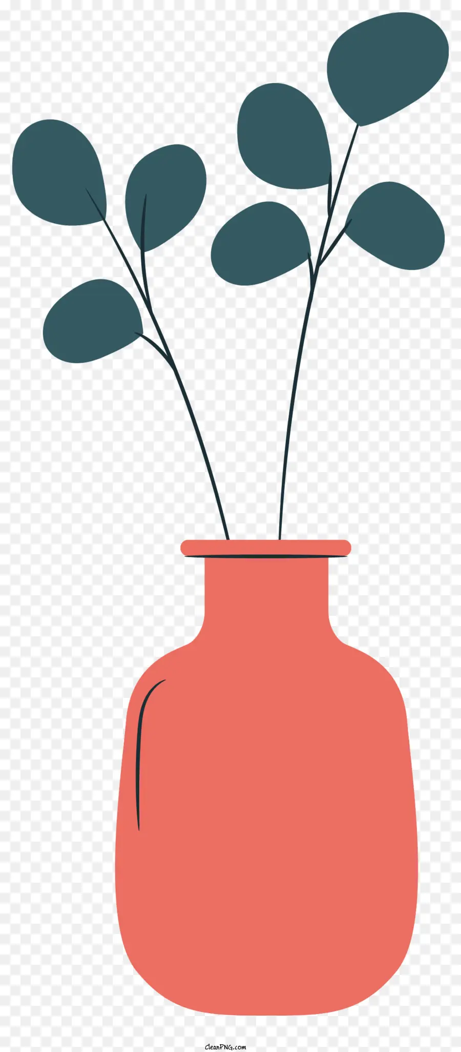 Plante En Pot，Vase Rouge PNG