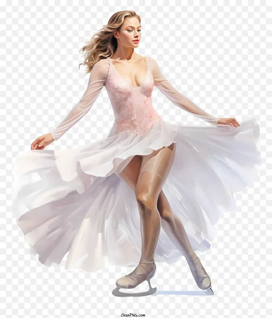Patinage Sur Glace，Robe Blanche PNG