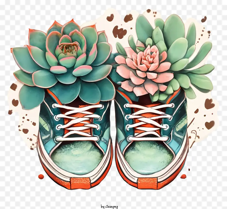 Baskets Vertes Et Bleues，Plante Succulente En Pot PNG