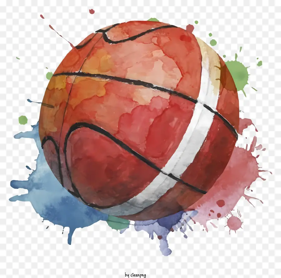 Peinture De Basket Ball，Les Illustrations à L'aquarelle PNG