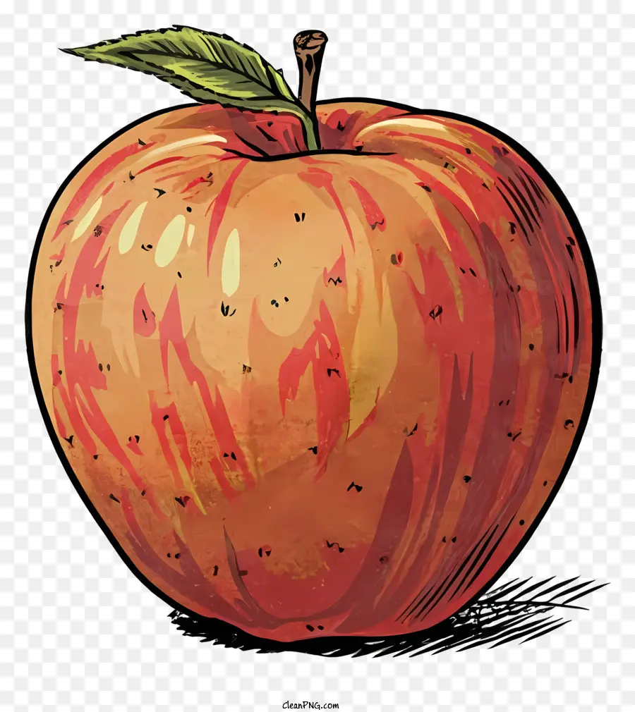 Illustration D'apple，Pomme En Noir Et Blanc PNG