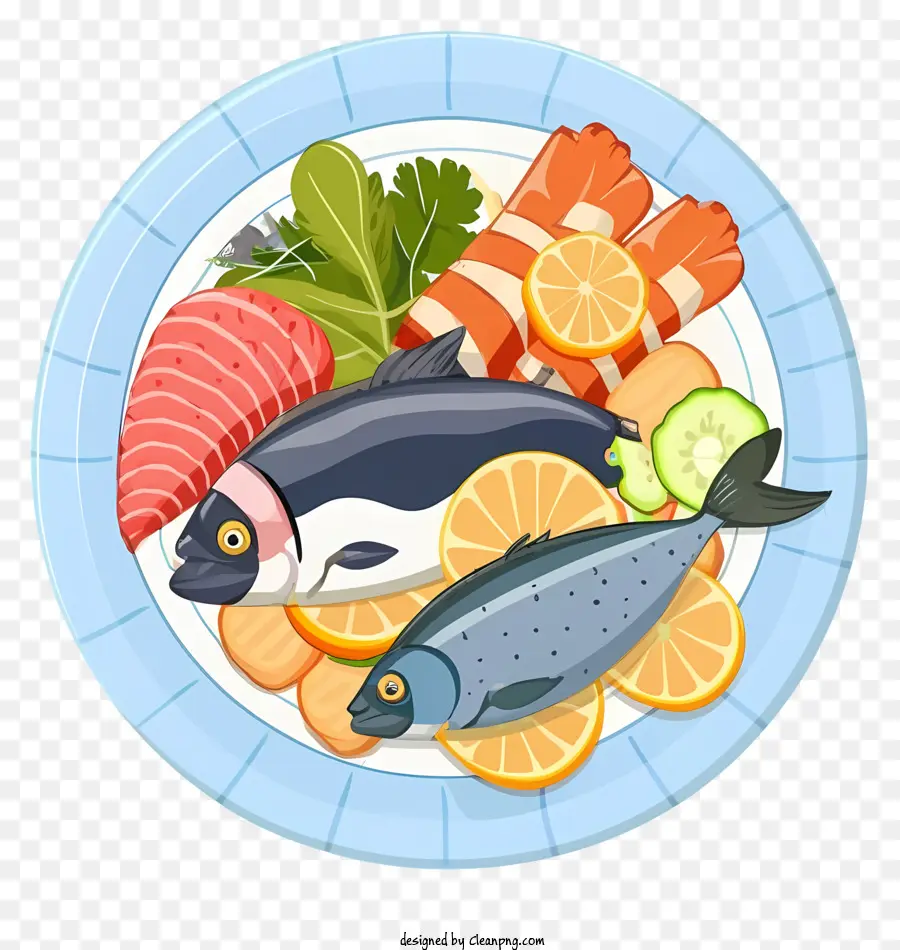 Assiette De Nourriture，Poisson PNG