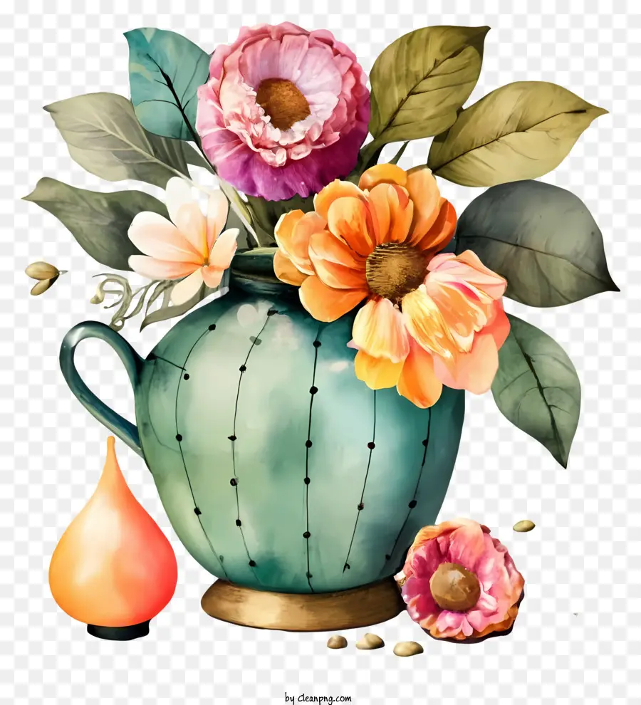 Peinture De Fleurs，Vase à Fleurs PNG