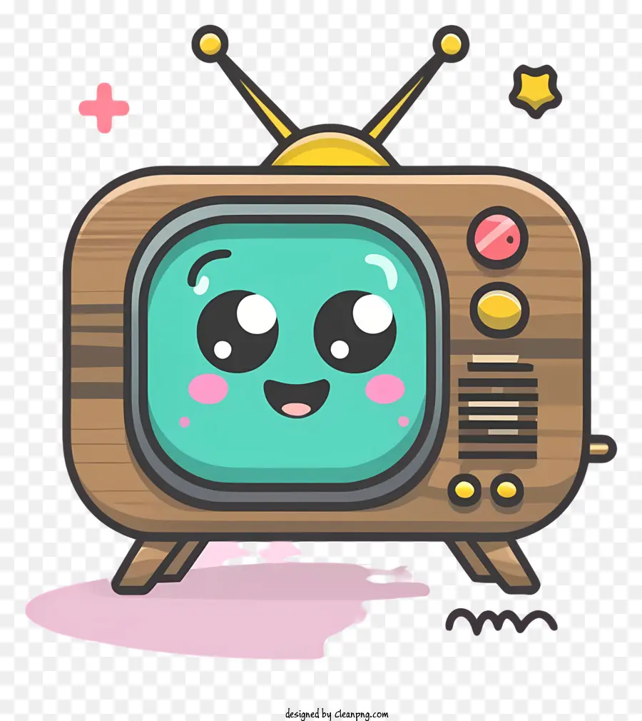 Télévision En Bois，Dessin Animé Visage PNG