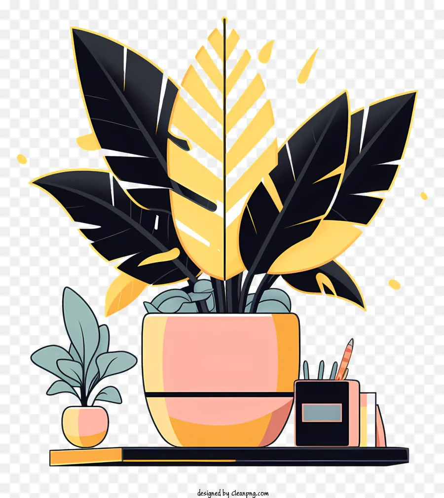 Illustration En Noir Et Blanc，Plante En Pot PNG