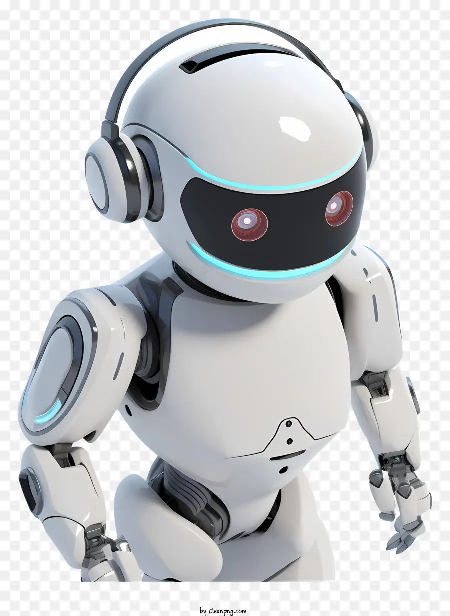 Robot Avec Casque，Robot Des Yeux Brillants PNG
