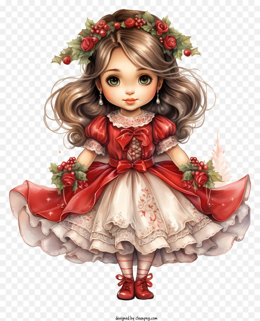 Jeune Fille，Robe Rouge Et Blanche PNG