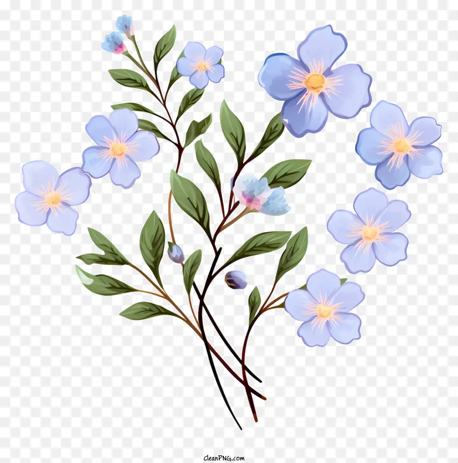 Fleurs Bleues，Fleurs Violettes PNG