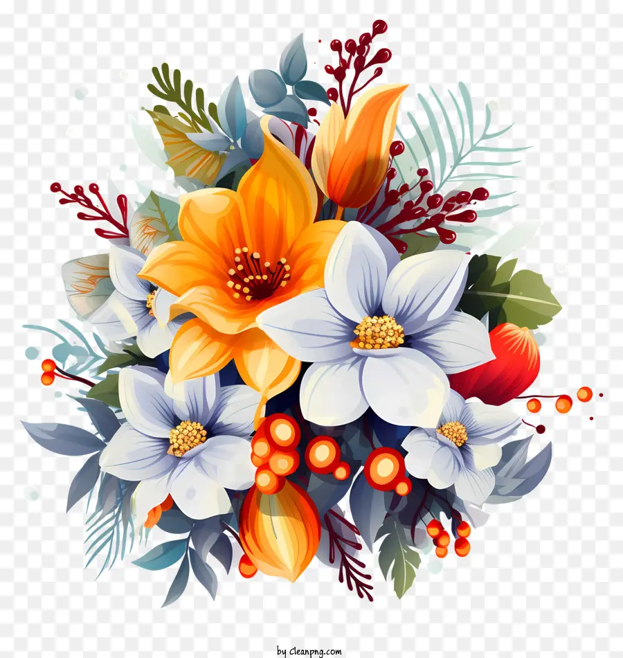 L'art Numérique，Bouquet De Fleurs PNG
