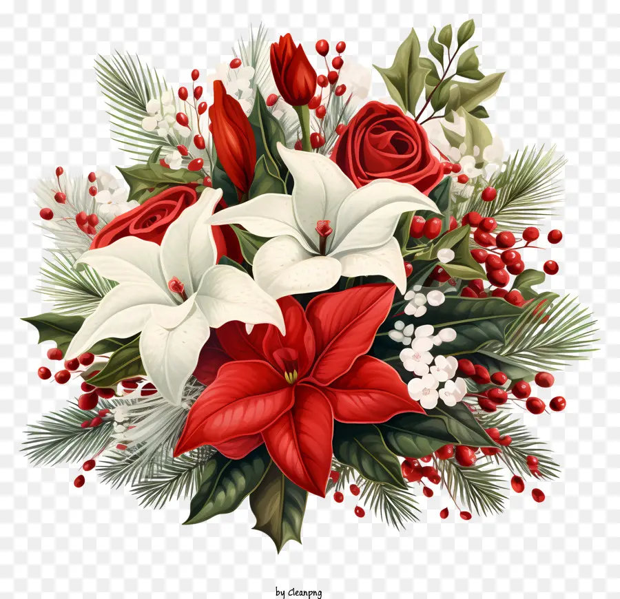 Bouquet，Fleurs Rouges Et Blanches PNG