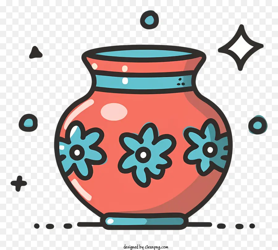 Petit Vase，Design Floral Décoratif PNG