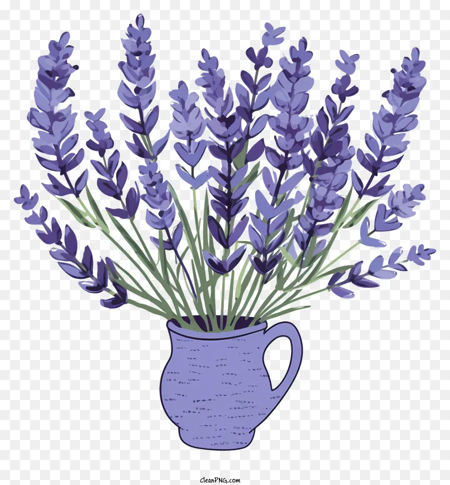 Fleurs De Lavande，Vase En Céramique Bleu PNG