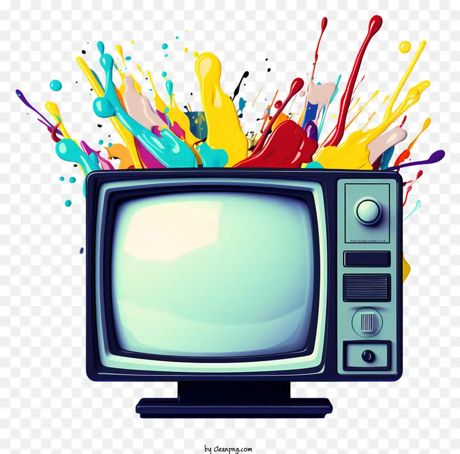 Coloré Splash，Ancien écran De Télévision PNG