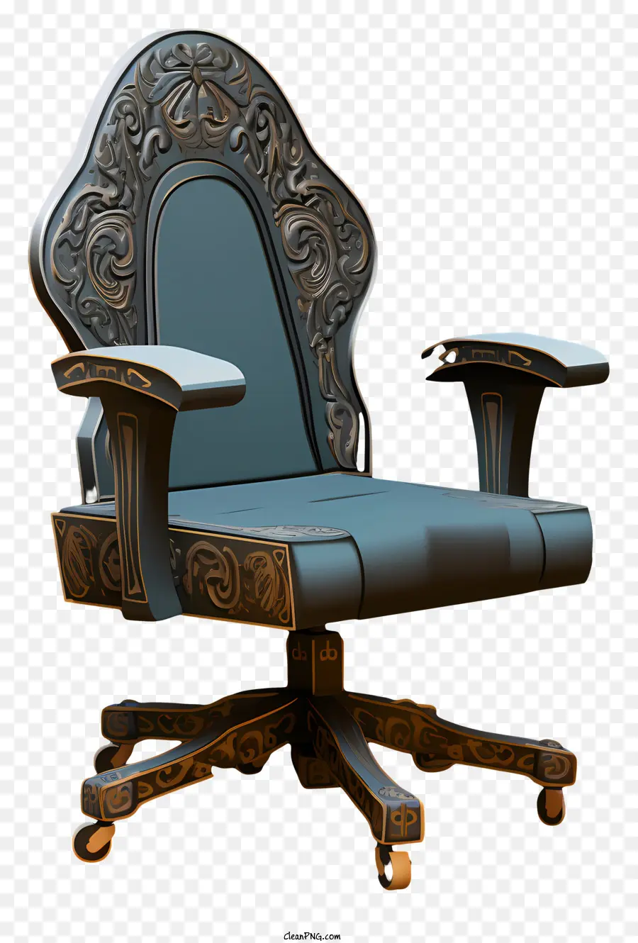 Président De Bureau 3d，Chaise Sculptée Ornée PNG