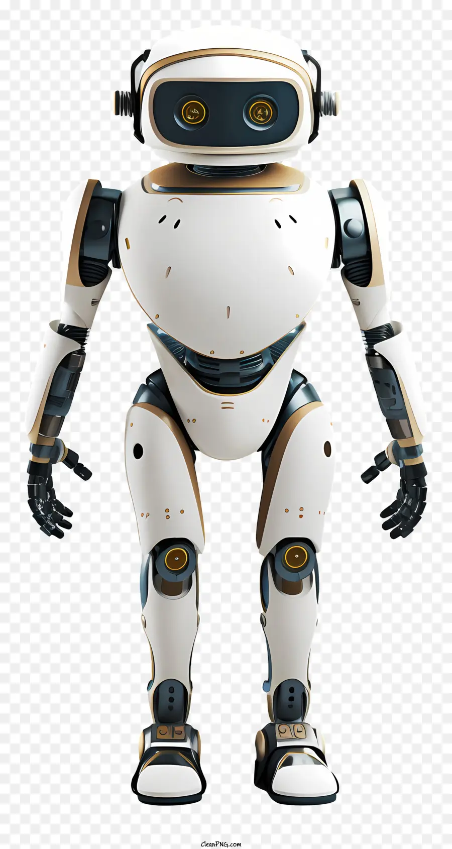Blanc Robot，Accents D'or PNG