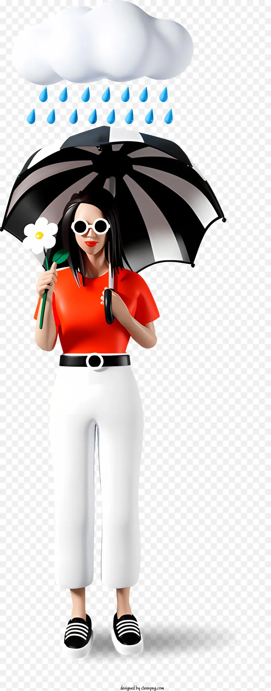 Il Pleut，Femme Avec Parapluie PNG