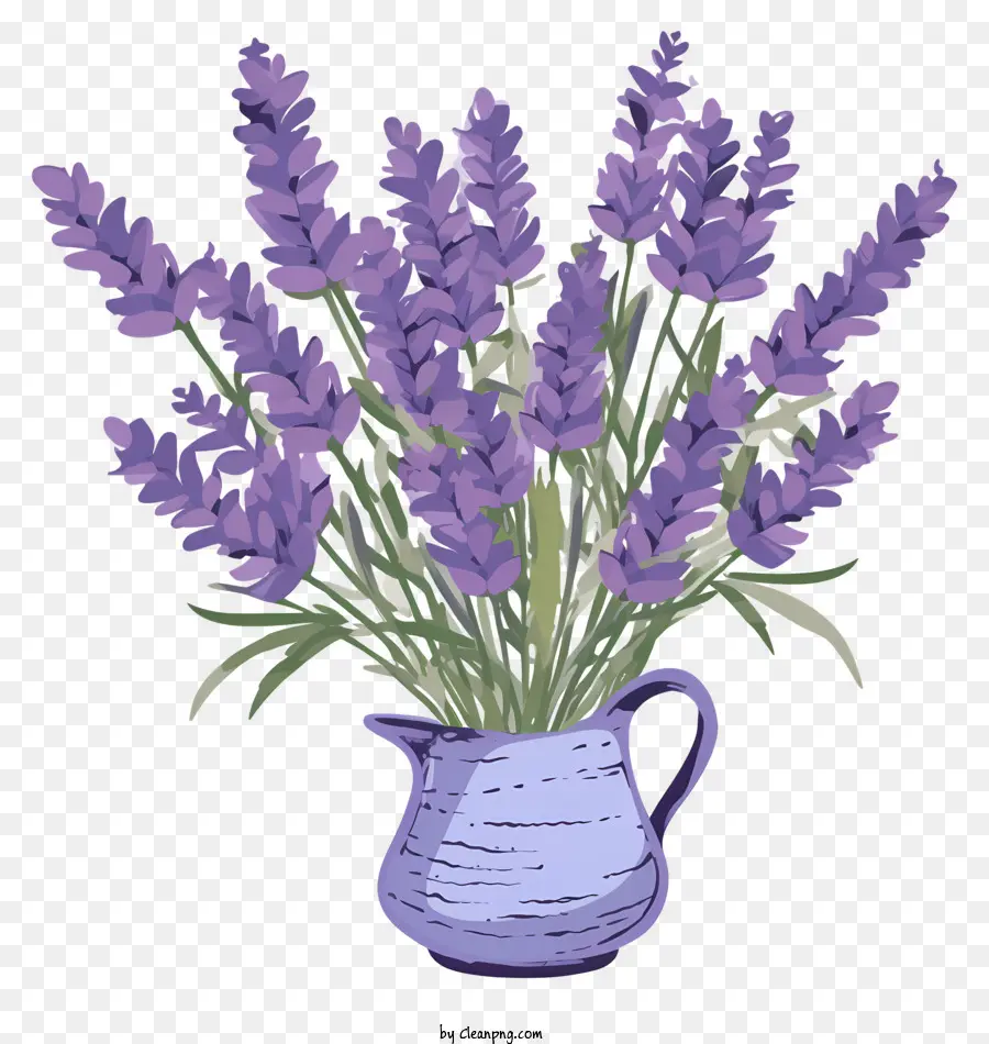 Vase Bleu，Plante De Lavande PNG