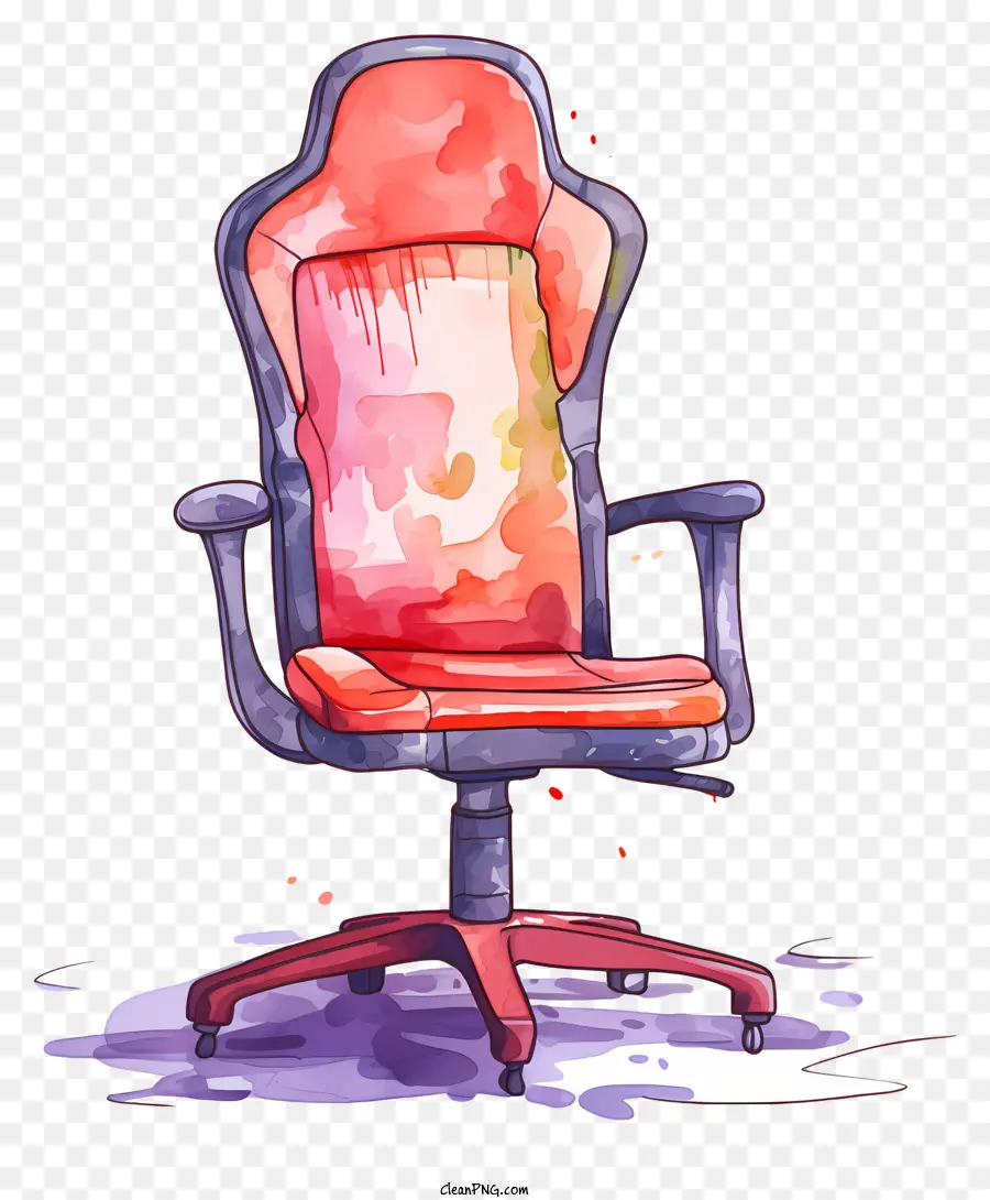 Chaise De Bureau Rouge，Peinture à L'aquarelle PNG