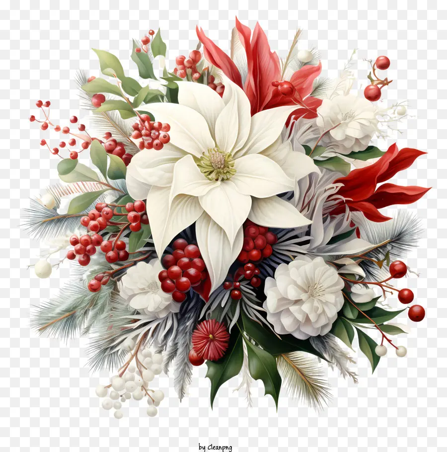 Bouquet De Fleurs，Fleur De Poinsettia Rouge PNG