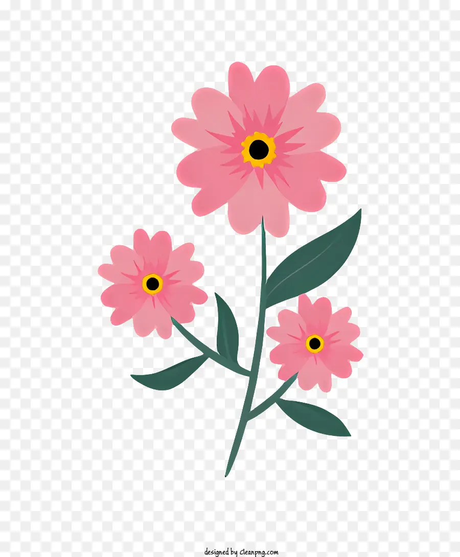 Fleurs Roses，Tige Verte PNG