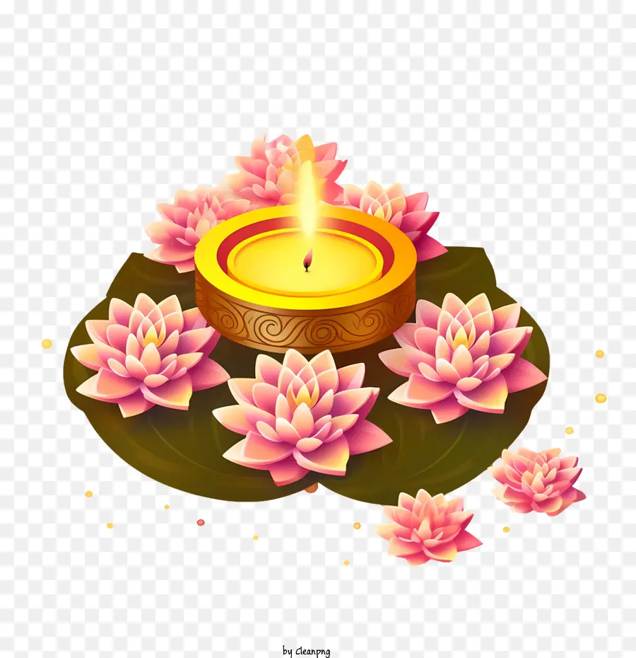 Diwali Dius，Des Fleurs De Lotus PNG