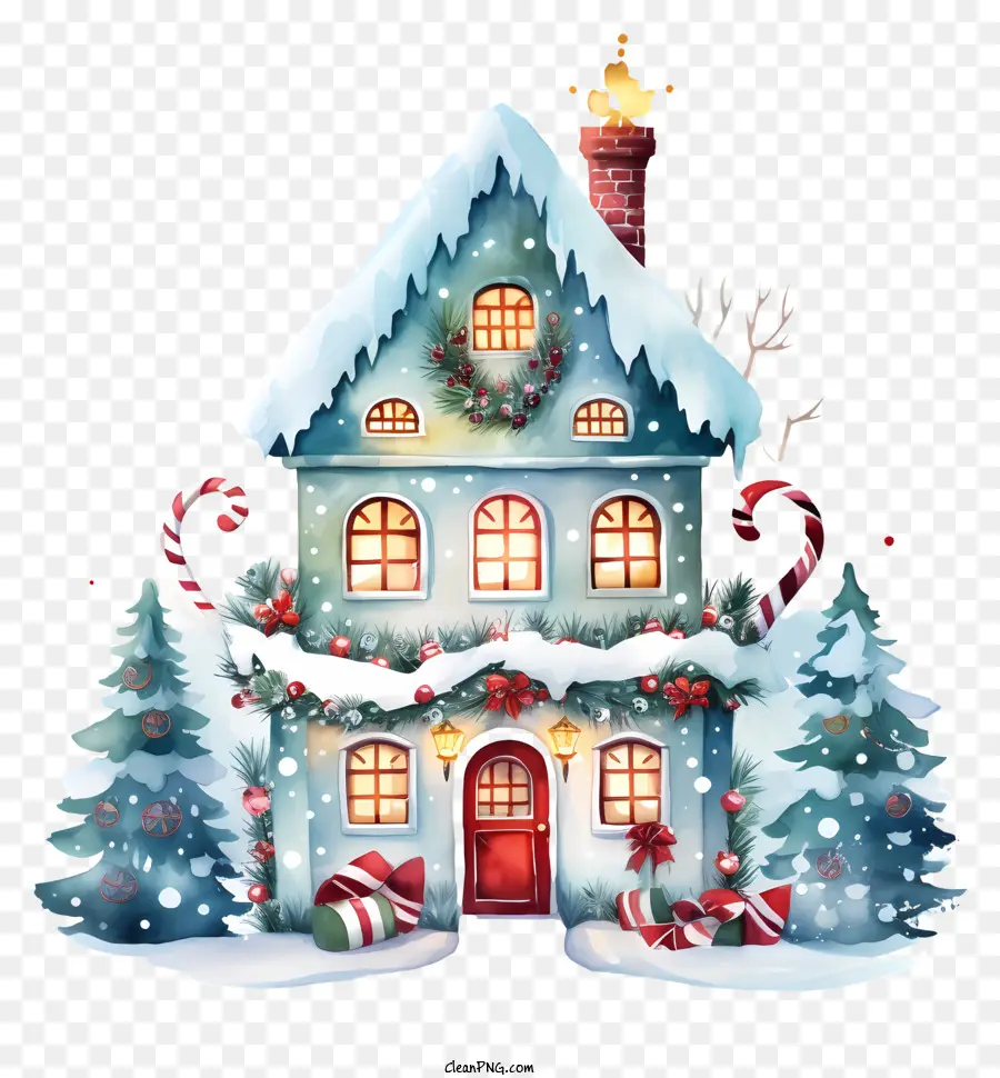 La Maison De Noël，Illustration De Vacances D'hiver PNG