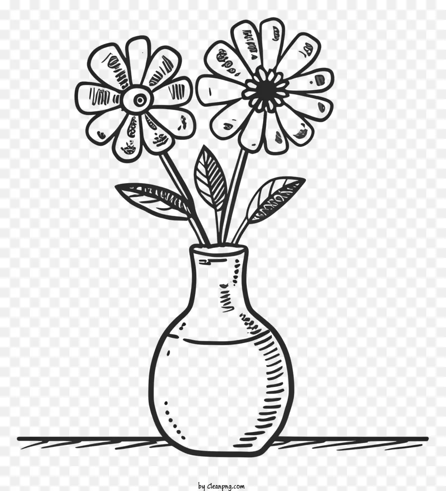 Noir Vase，Fleurs Roses Et Blanches PNG
