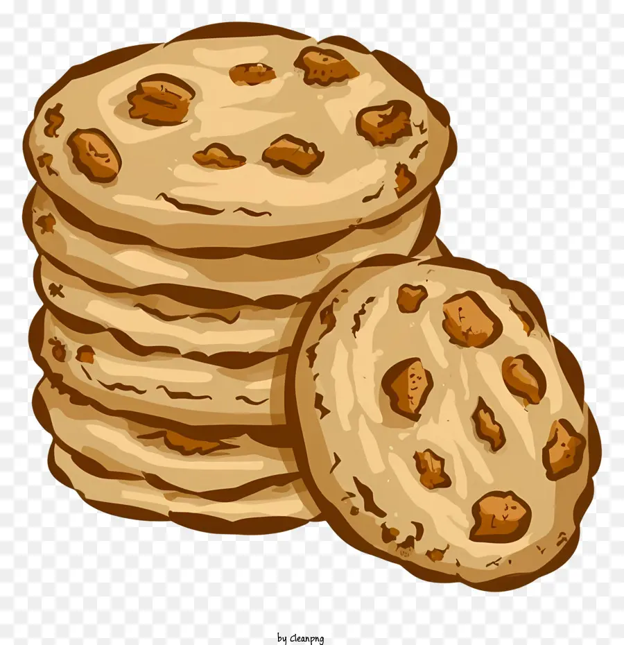 Biscuits Aux Pépites De Chocolat，Pile De Cookies PNG