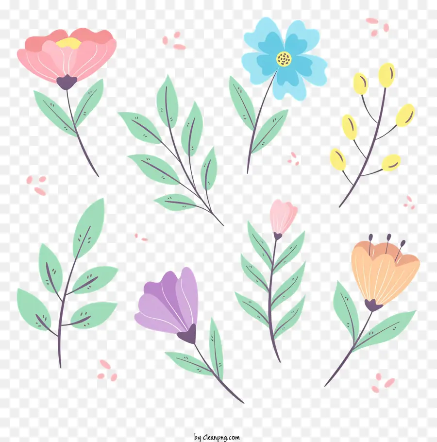 Éléments Floraux Colorés，Résumé Des Fleurs PNG