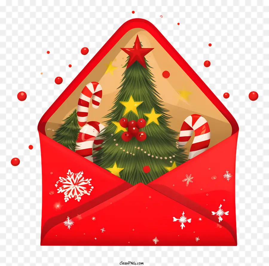 Enveloppe Rouge，Arbre De Noël PNG