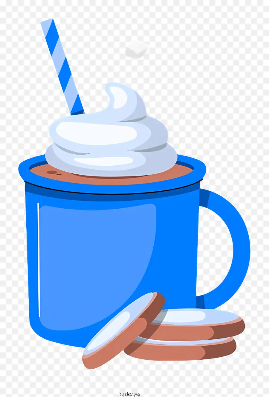 Chocolat Chaud，Tasse Bleue à La Crème Fouettée PNG