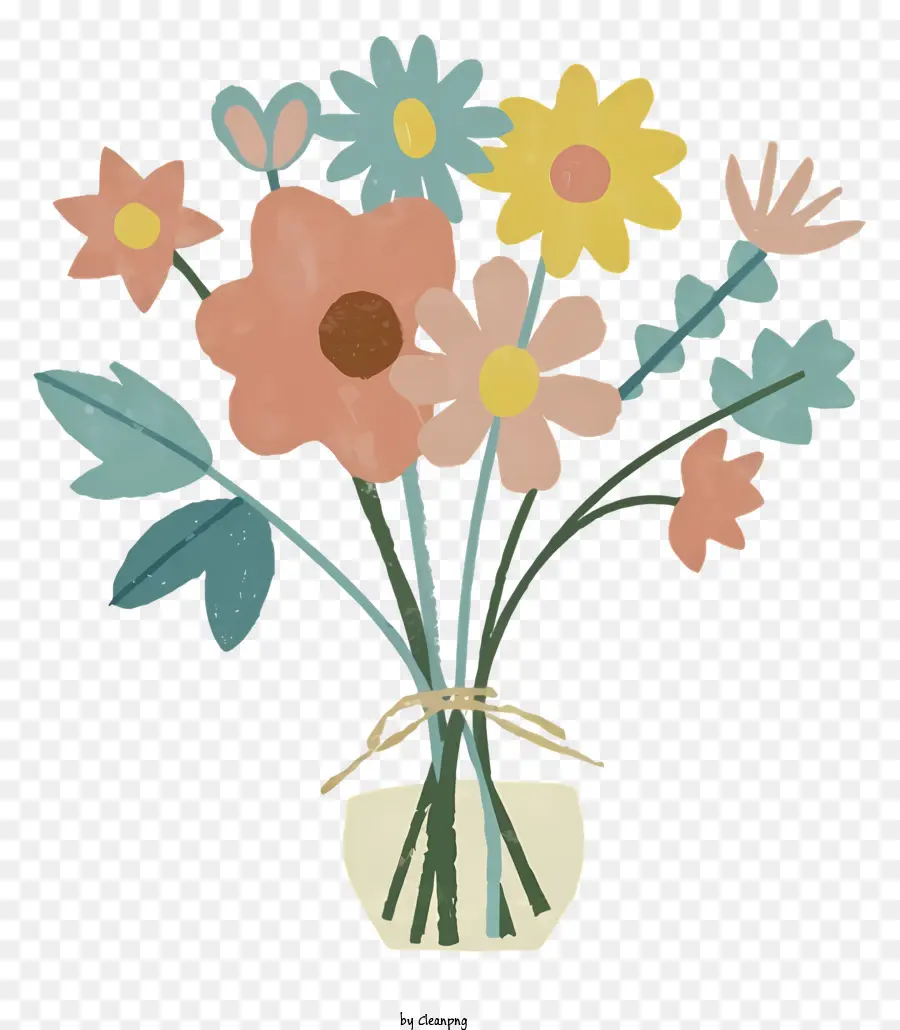 Fleurs Colorées，Arrangement De Vase PNG