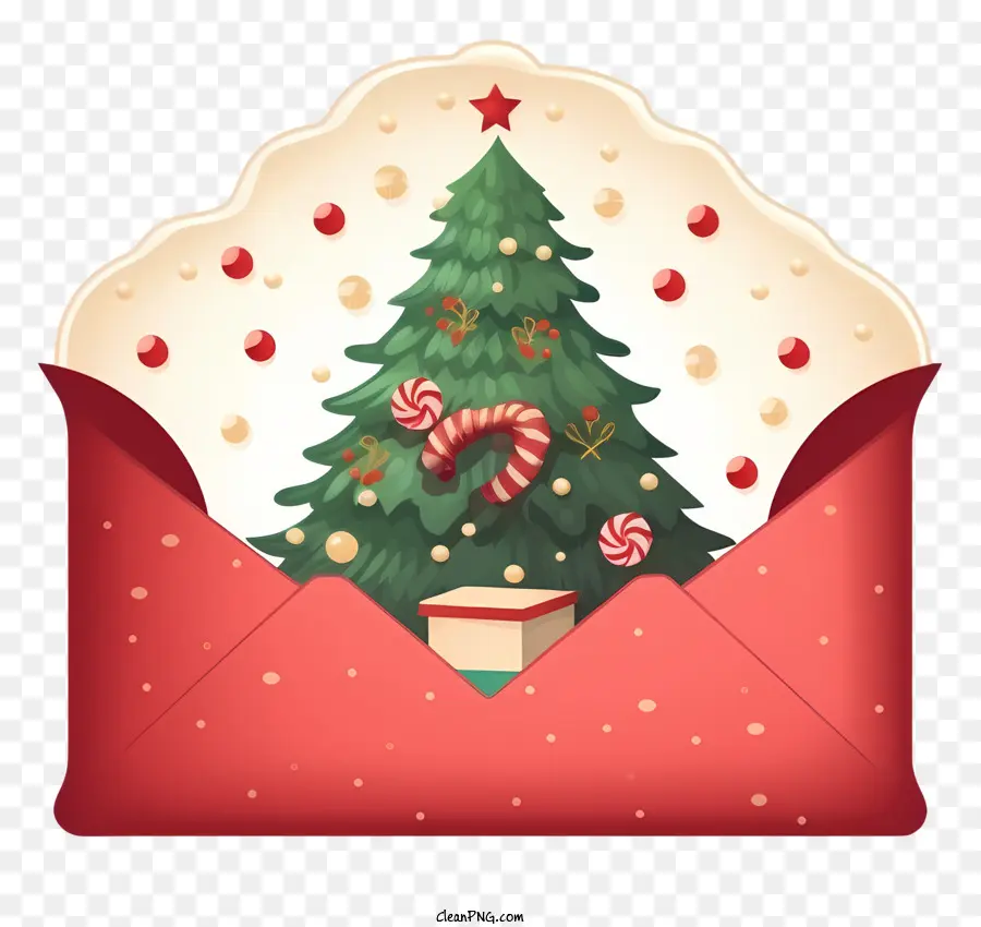 Ouvrir L'enveloppe，Arbre De Noël De Dessin PNG