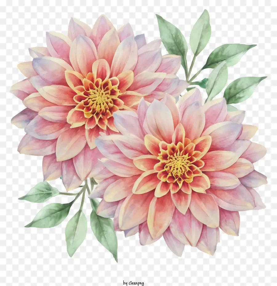 Dahlias Roses，Chrysanthème Rose PNG