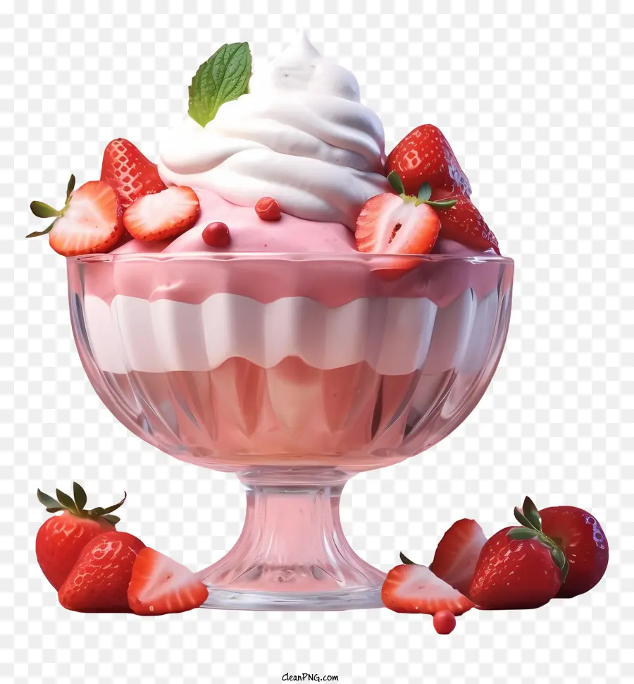 Coupe Glacée Aux Fraises，Dessert Au Yaourt PNG