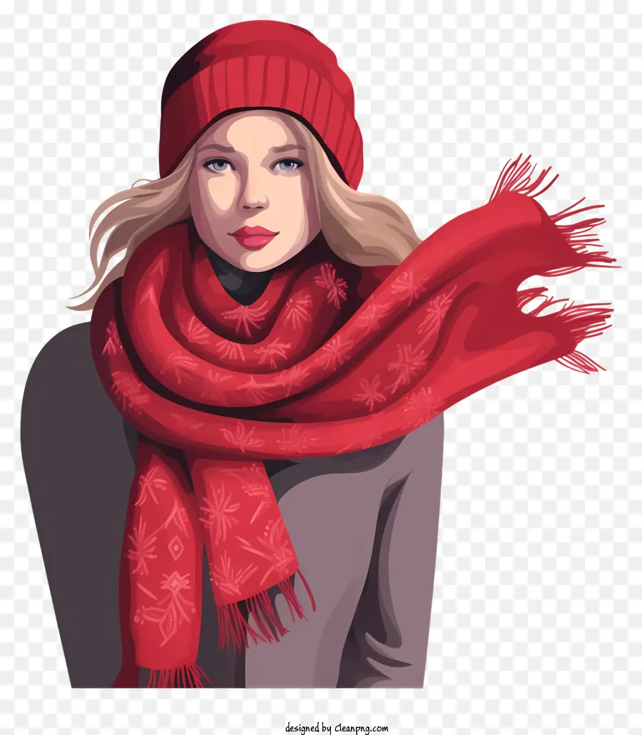 Femme，Foulard Rouge PNG