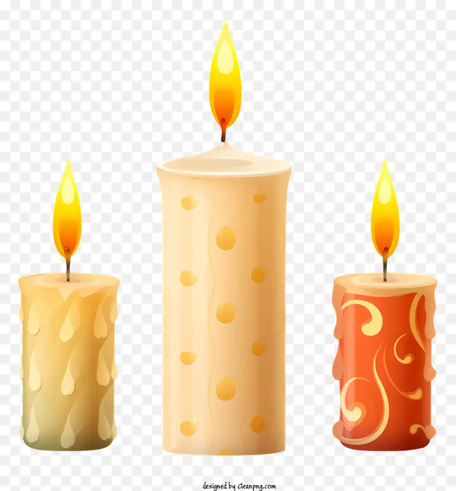 Bougies，Quatre Bougies Décoratives PNG