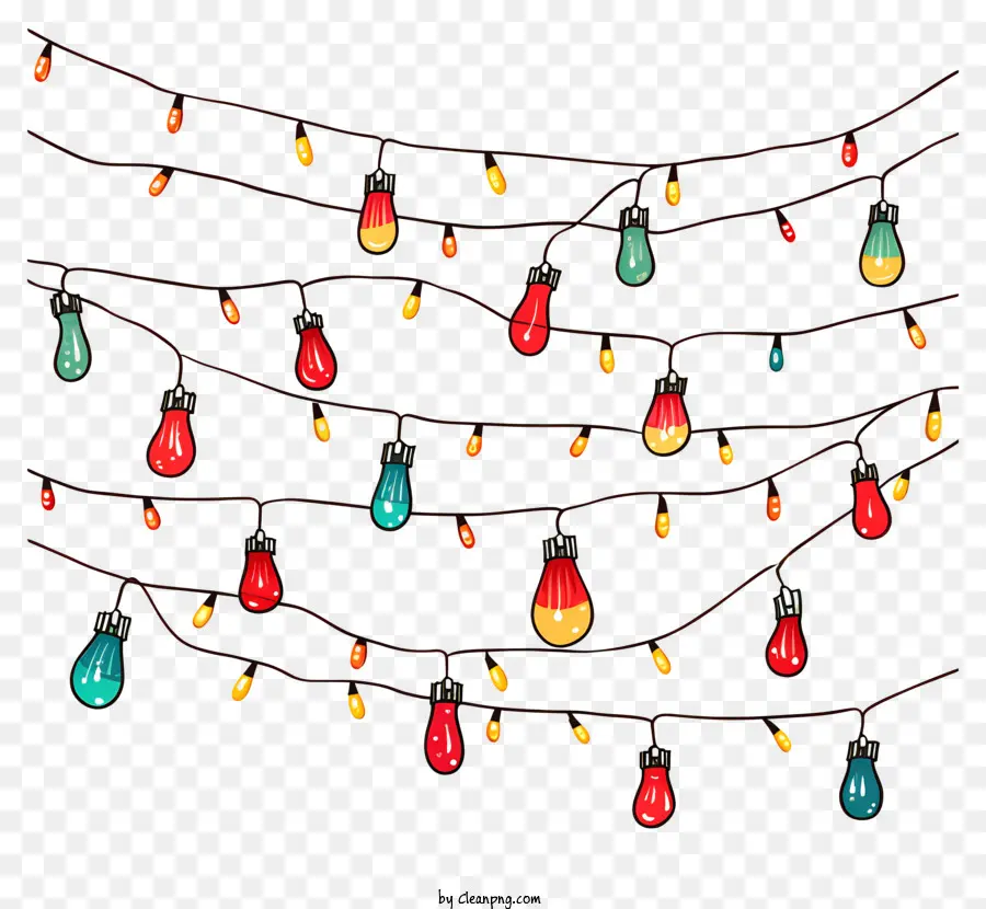 Lumières De Noël，Ampoules Suspendues Colorées PNG