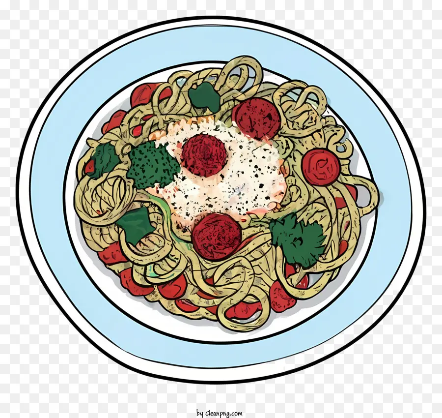 Spaghetti Et Boulettes De Viande，Illustration Handdrawn PNG