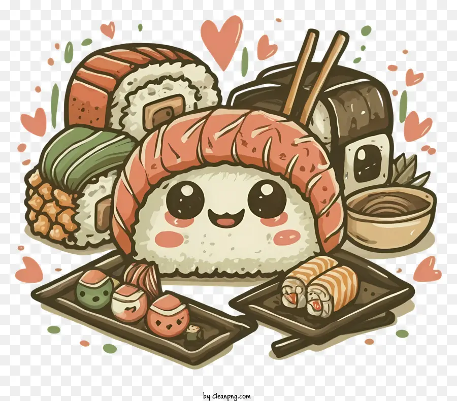 Personnage De Dessin Animé，Sushis Mignons PNG